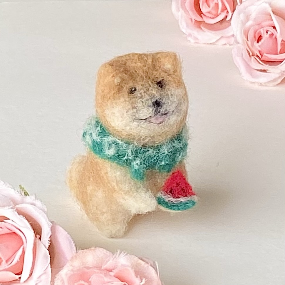 羊毛フェルト　フクロモモンガ フクロモモンガのモモ太くん 枝に止まらせるのもかわいい