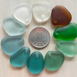 穴あけ加工済み　ビーチグラス各10個セット（大）