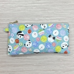 ハンドメイド ☆ ペンケース 通帳ケース フラットポーチ パンダ サックス