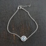 スカイブルートパーズ　CZベゼル　ブレスレット　SILVER925