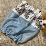 夏仕様のスヌード　カラフルリボンのキャバリアさん（シーチング生地）と接触冷感メッシュ