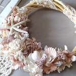 ♡shell  wreath♡くすみピンク 夏  海 貝殻 ナチュラル ウェディング 大人可愛い ギフト インテリア