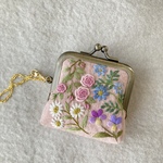 【訳あり】コットンリネンと刺繍の野の草のがま口3