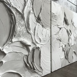 現代アート　3枚セット　お花　テクスチャーアート　モダン　絵画　抽象画　アートパネル