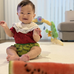 ベビー服　サイズ80 スイカ柄セットアップ🍉 ハンドメイド　スイカ赤色　Tシャツ＆かぼちゃパンツ