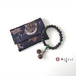 再販‼︎ お念珠入れ　ポケット付き　高級金襴…風神雷神　紺《送料無料》