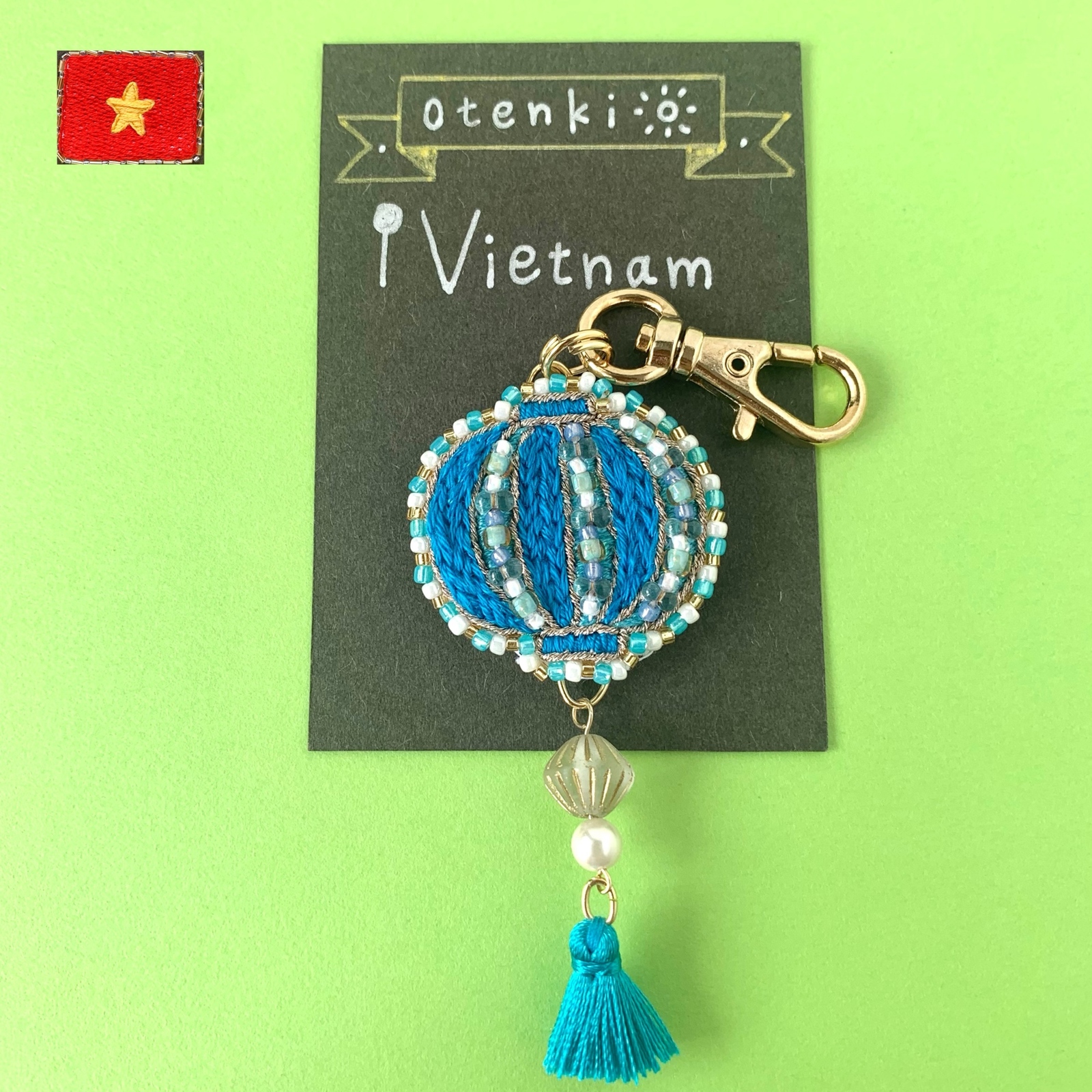 刺繍キーリング】カンボジア / ココナッツ・ピンク /キーホルダー 