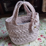 手編み手提げバッグ👛すずらんテープ✼さくら色