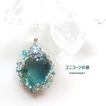 ブルーグリーンフローライトぺンダント（ワイヤージュエリー☆ワイヤーアクセサリー☆ワイヤーラッピング天然石ネックレス☆KuthumistyleⓇ☆クツミスタイル）