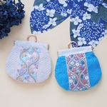 インド刺繍リボン+スモッキング刺繍　ミニポーチ・カラビナ付き