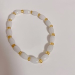 【新入荷】本翡翠保証‼️天然翡翠のブレスレット　手作り　約8mmX5mm