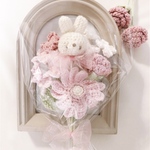 【あじさいとガーベラの花束】撮影小物 枯れないお花 毛糸のお花 お誕生日ケーキ お誕生日ブーケ 出産祝い 退職祝い 入学 入園 卒業 卒園 お供え 月例フォト 天使ママ