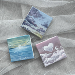 ミニ風景画3点セット アクリル絵の具 原画 空 雲 海