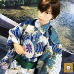 【 六分の一男子図鑑サイズ 】波と富士山柄の浴衣 【ナイン・エイト】