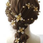 〈ディップアートの髪飾り〉ヘッドドレス　ヘアアクセサリー　ブライダル　ウェディング　結婚式　ディップアート　アメリカンフラワー｛12｝