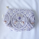 インド刺繍　インド刺繍リボン　インド刺繍生地　ファスナーポーチ　ミニポーチ　マチ付きポーチ　カラビナ付き　コインケース　リップケース　カードケース　紫　パープル　ライラック　カラビナ付き　ギフト　
