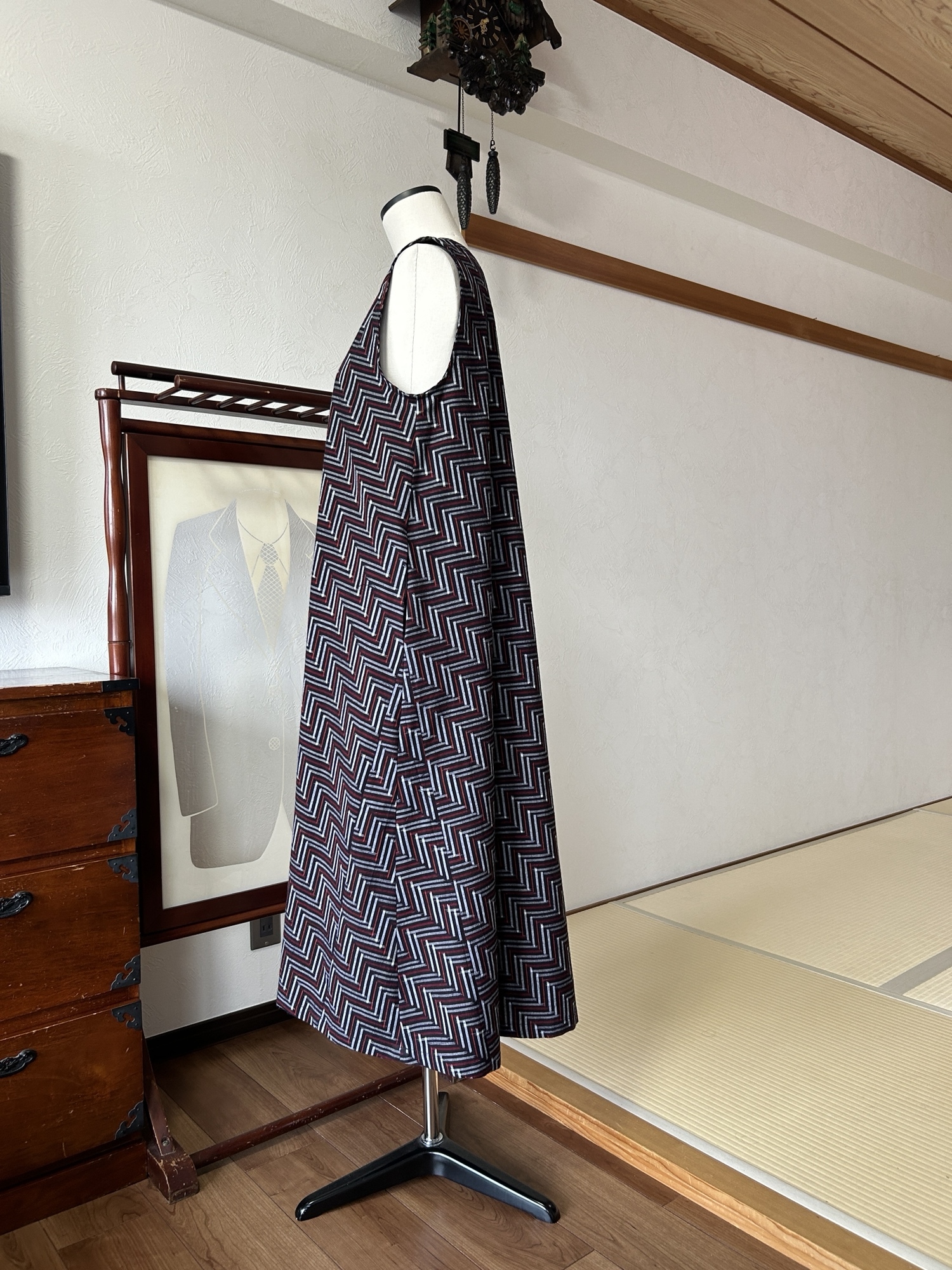 備後絣 着物リメイク 深めVネック ワンピース x チュニック - らい助の