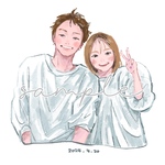 やさしい手描き風 似顔絵イラスト【クレヨンタッチ／人物・ペットOK／家族・記念日ギフトに】《データ納品》