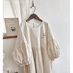 【完成品】「手刺繍の大人ぽわん袖ワンピース」（free半袖）