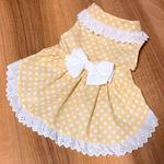 完成品☆犬猫服　サマーワンピース☀️ドット柄・イエロー