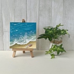 プチキャンバス絵画シリーズ♡アクリル画《原画》  ✴︎  さざ波とシェル  ✴︎