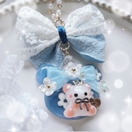 Littlecolon🐾 お花とぽてくまちゃんの瑠璃色のネックレス