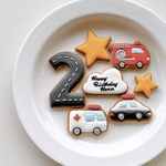 緊急車両のバースデークッキーセット【アイシングクッキー・はたらくくるま・誕生日・記念日・車】