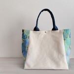 ☆happy minini様専用☆帆布トートバッグ 横マチ特大  キナリ×ミネラルブルー×モロッカン  倉敷帆布