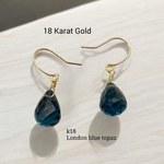 💎大人気💎再販8💎K18💎宝石質AAAAランク❣️ロンドンブルートパーズのピアス　