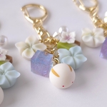 4種の紫陽花和菓子キーホルダー