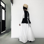 ふんわりギャザーが大人可愛い⚮̈エプロンビスチェ⚮̈リボン⚮̈フリーサイズ⚮̈8色より選択⚮̈フレンチリネン⚮̈