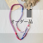 【オーダー品】パラコードで作ったウエーブとパールのスマホショルダーストラップ