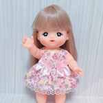 メルちゃん服花柄ワンピース(ピンク)