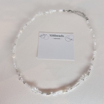 【mix necklace🥣】 ホワイト × シルバー　ビーズネックレス　淡水パールネックレス