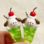 【喫茶シリーズ】こいぬのメロンソーダ　わーいver. キーホルダー　ミニナスカン