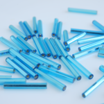 (10g) 15mm ヴィンテージベネチアン 竹ビーズ　シルバーラインアクア