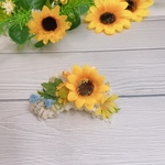 ワンコ用　ひまわりバレッタお花アーチ