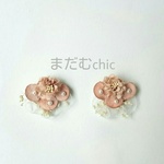 染め花のオーガンジーリボンEarring  or  Pierce