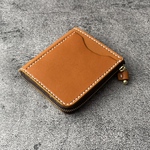  【手縫】キャメル色L字タイプの小さなお財布（カード、お札、小銭が入ります。）