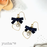 リボンハートピアス/イヤリング