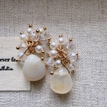 2pcs)3989)天然石タッセル)marble white )#1q