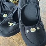 ビーズ刺繍の携帯用スリッパ　シャンパンゴールド　Mサイズ