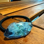 Ponytail "Agate de bord de mer du coin"（アゲート型のご近所海っぽいヘアゴム）～クラッシュガラスと水彩風、海行きたくなる程度に〜