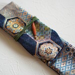 亀甲紋の金襴　篠笛袋