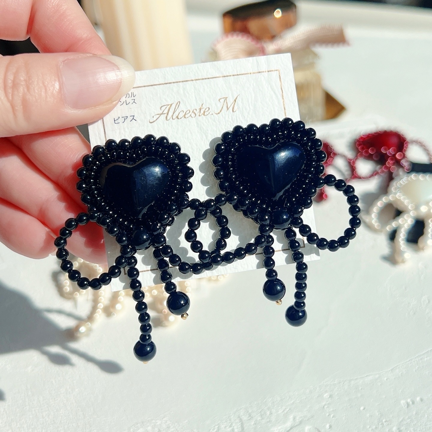 ビーズ刺繍キット】メタルハートピアス/イヤリング - Alceste.M