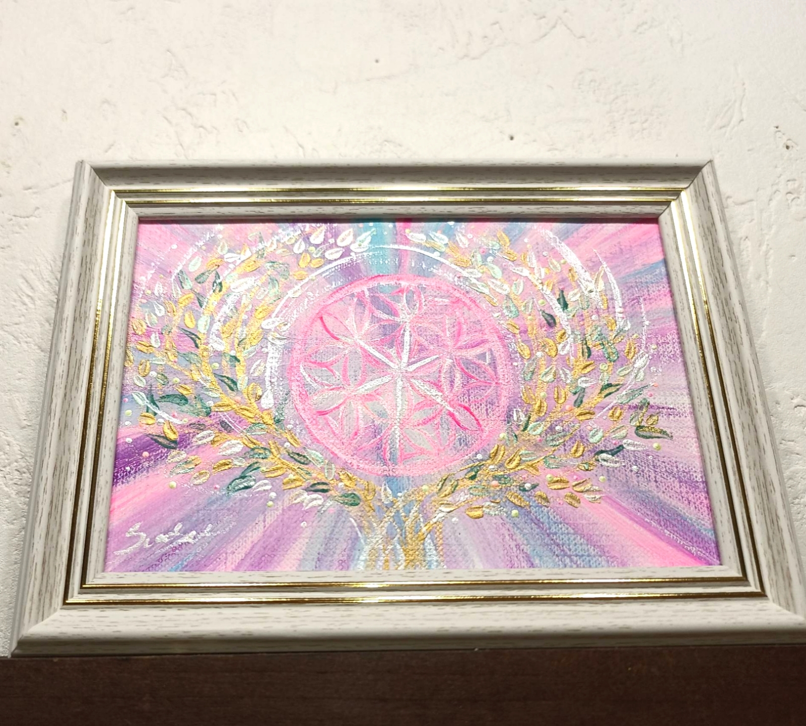 完売 風水開運絵画 金運出会い＊幸せの招財樹 金のなる木 花 全体