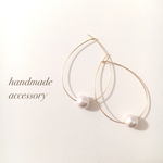 一粒コットンパールのフープピアス