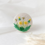 【受注生産】たんぽぽの花と綿毛刺繍ブローチ