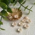 《8コ》フラワーキャップビーズ　10㎜ アイボリーラスター　チェコビーズ