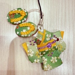 和柄ミニ着物と草履のストラップ＊桜模様／和風小物／ハンドメイド